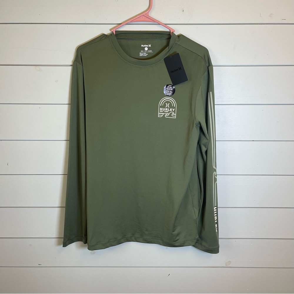 Hurley long sleeve green wave sunshirt men’s size small NWT